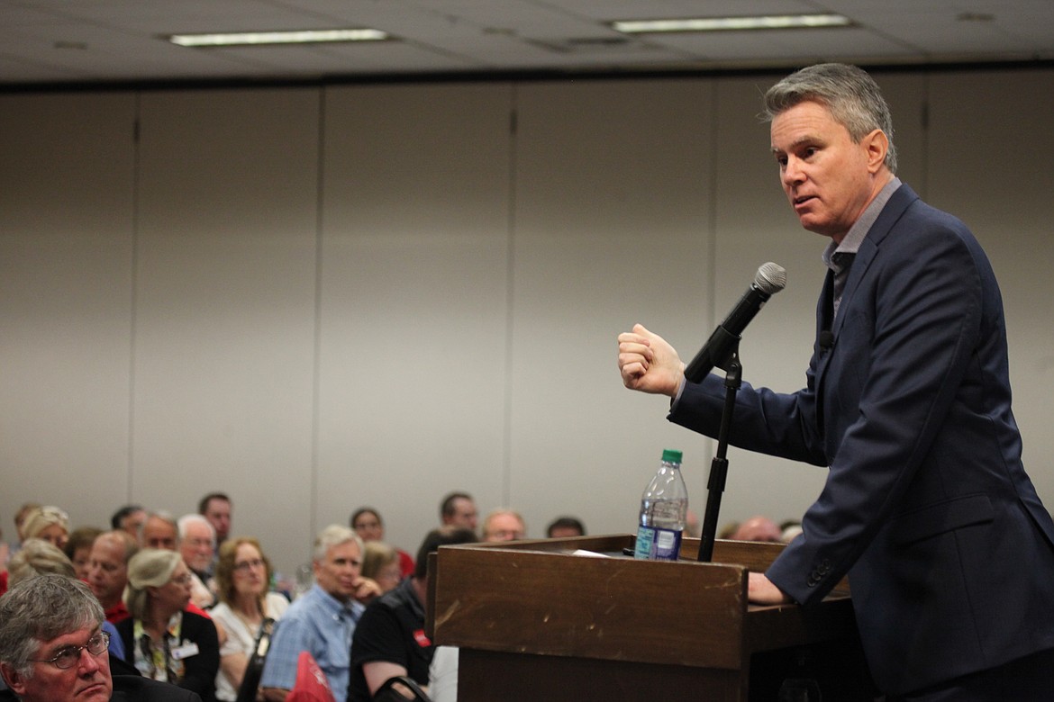 Photo by DUANE RASMUSSEN
Bill Whittle speaks to the crowd Saturday at the Best Western Coeur d'Alene Inn.