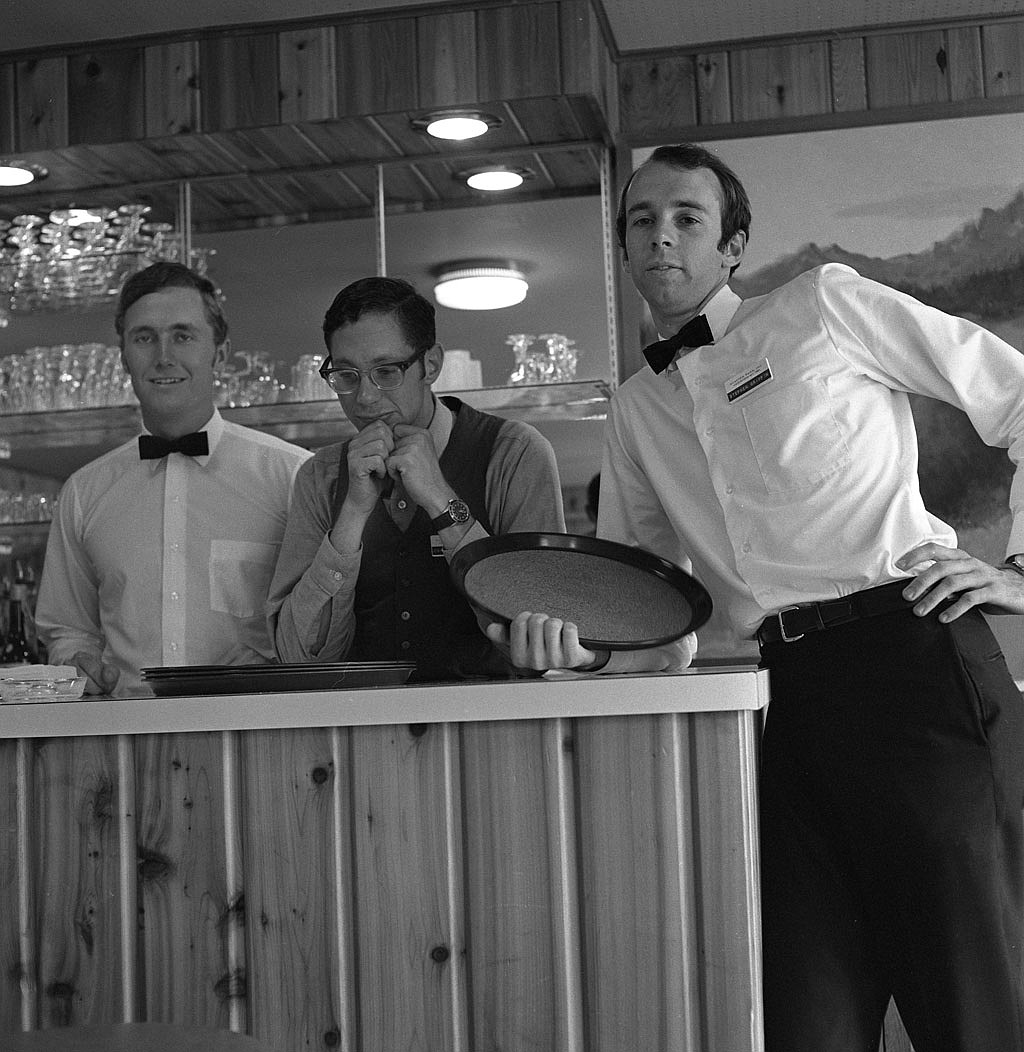 Bartenders Bill Mitchell, Josh Heineman and Stephen Griffin pose for a phot at the lodge in 1969.