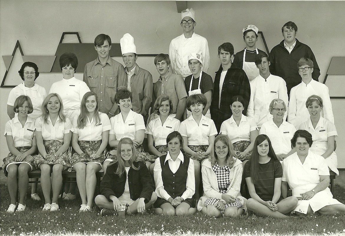 The 1969 wait staff and kitchen crew at the Lake McDonald Lodge coffee shop. (Photo courtesy of TJ Tjernlund)