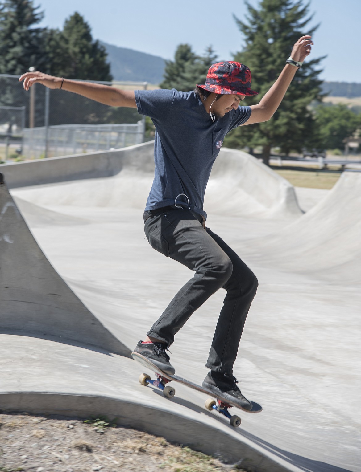 Manuel Armijo warms up for the Skateboarding competition. (Marla Hall/Special to the Leader