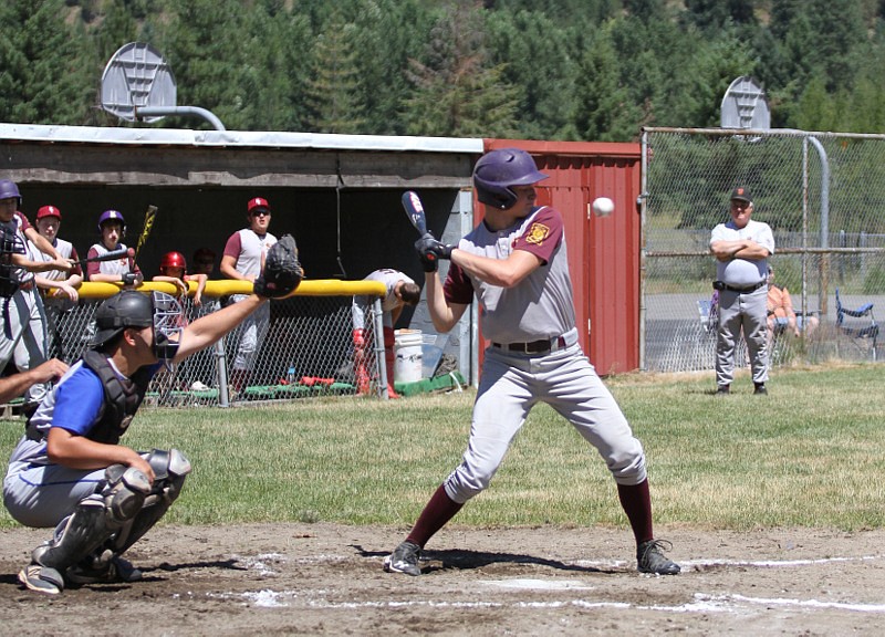 Photos by Les McPhail
Matt Farkas stares down a pitch during a recent American Legion Post 36 baseball game in Osburn.