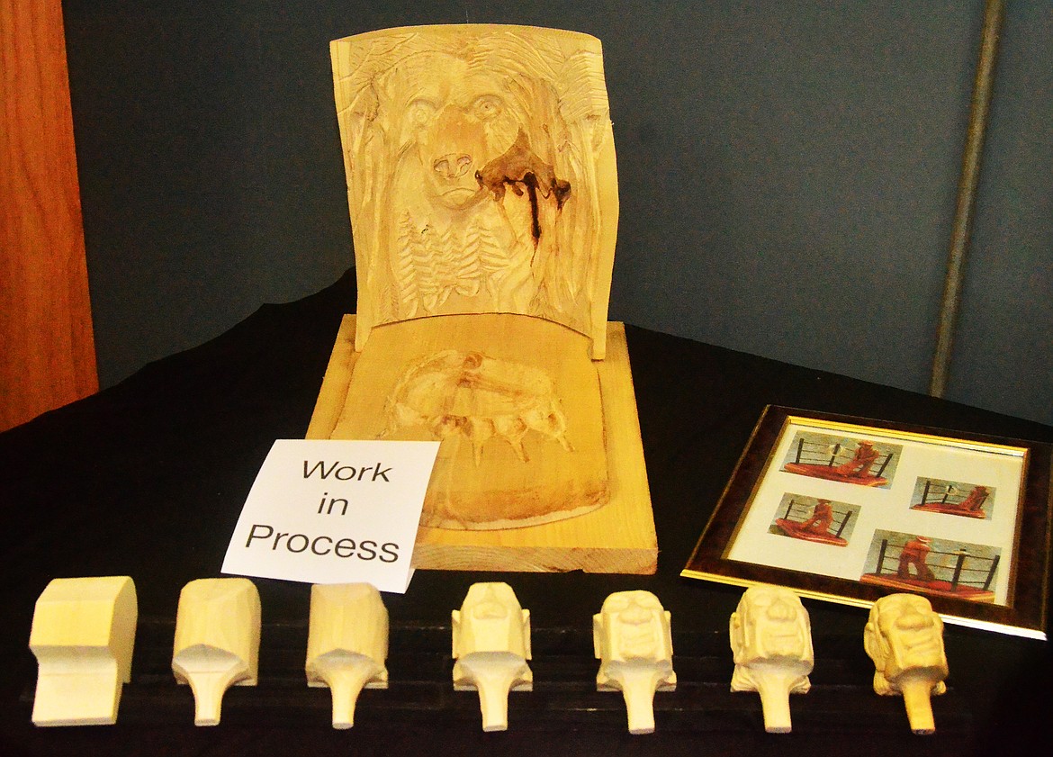 Local wood carver Tom Collins showcased some works in progress to help invigorate some future carvers in the area.