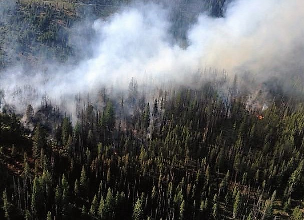 The Burdette Fire started on July 16 by lightning and is burning in remote mountain terrain. (Photo courtesy of the Lolo National Forest)