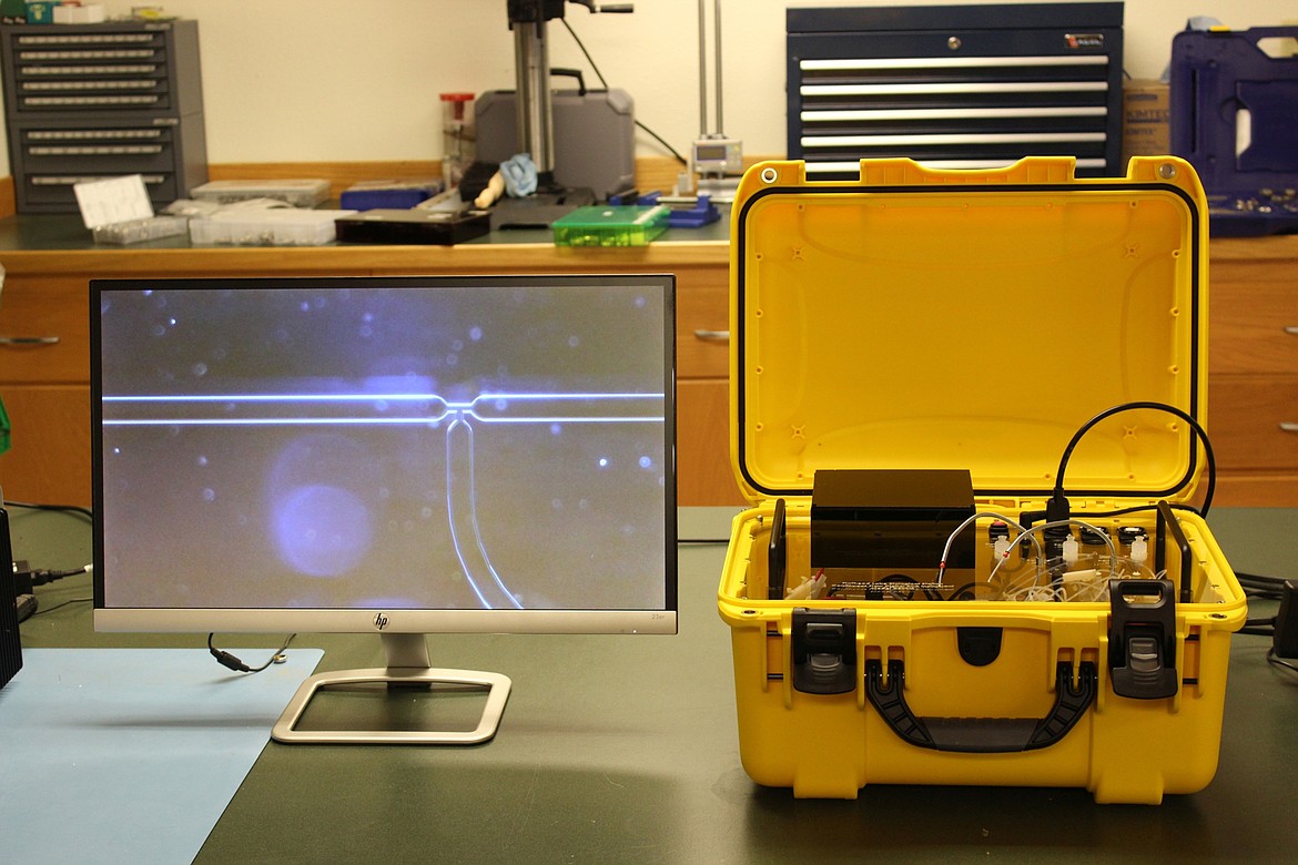 The world&#146;s first field-deployable eDNA digital DNA detection device, invented by Cody Youngbull and his team at the Flathead Lake Biological Station in Polson, MT. The device will be used to detect, measure and combat the presence of invasive species such as Zebra and Quagga mussels in Flathead Lake and other water bodies across the valley. (Photo courtesy of Zane Lindstrom)