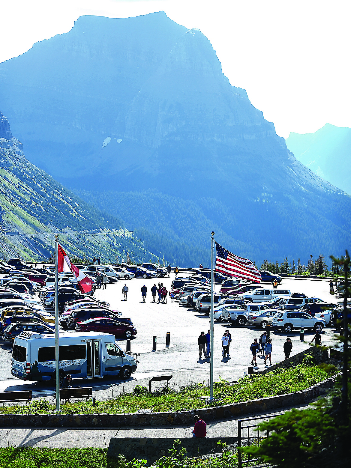 Vehicles fill the Logan Pass parking lot on July 29, 2015, in Glacier National Park. (Brenda Ahearn file photos/Daily Inter Lake)