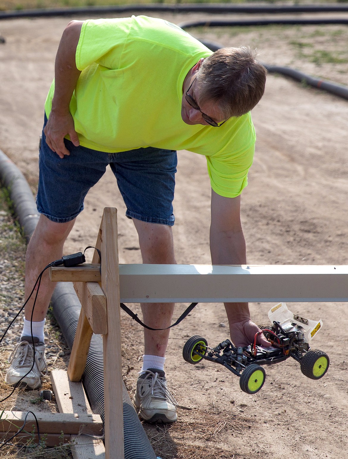 Ryan Westlund registers his race car&#146;s remote-control frequency.