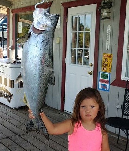 Courtesy photo 
Ava Duran stands with the big fish that won her the top spot in the Youth Division in the Big One Derby, a five-day chinook salmon fishing competition on Lake Coeur d&#146;Alene. Ava&#146;s fish weighed 8.64 pounds and was 26 1/2 inches long.