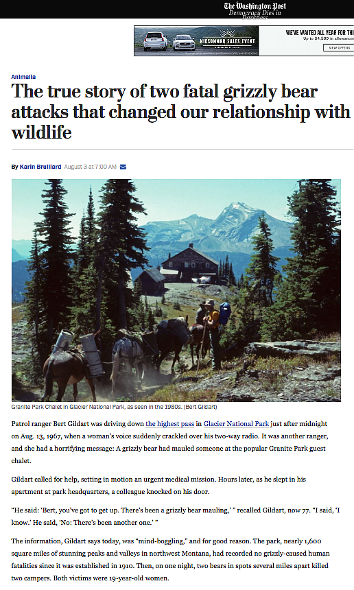 Here's the Washington Post story that followed a  Daily Inter Lake&#146;s story about &#147;The Night of the Grizzlies.&#148;