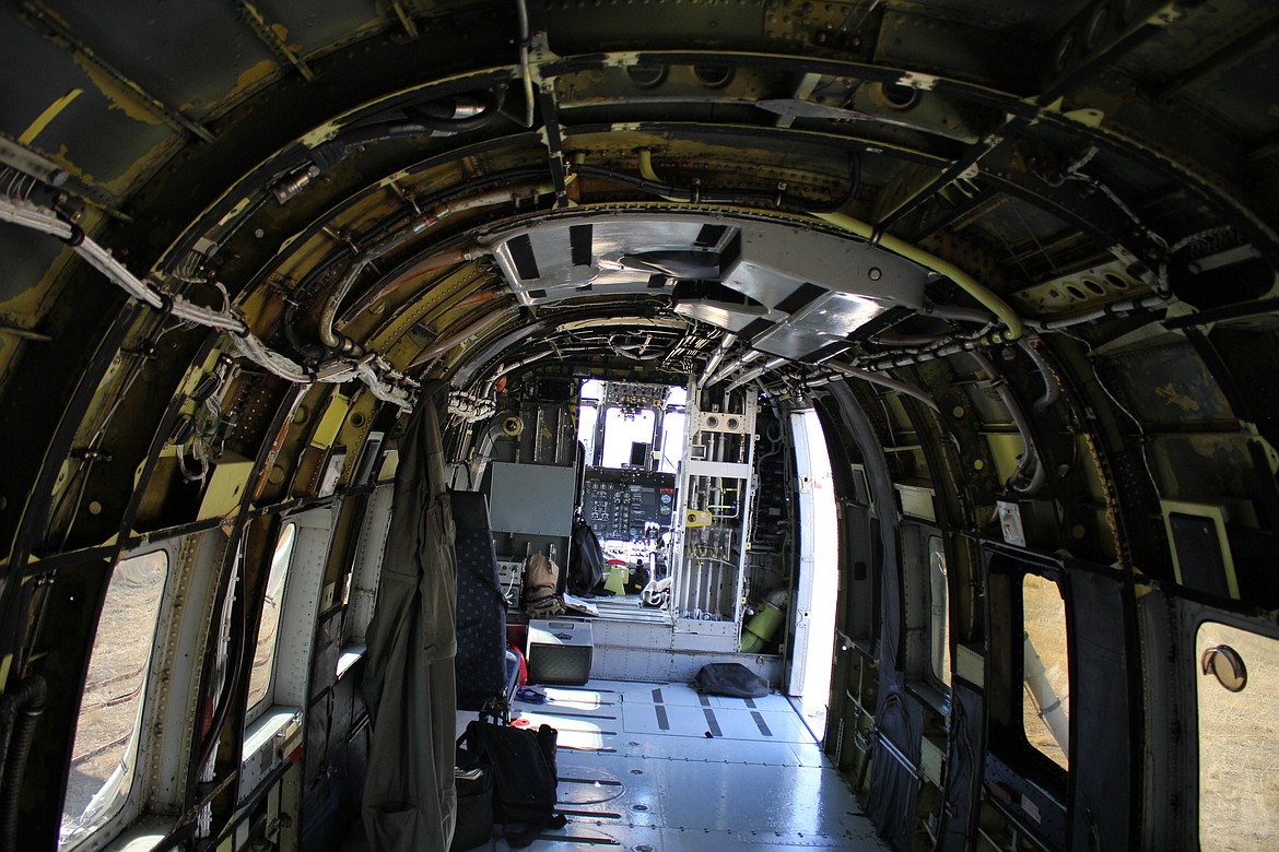 Inside the Sikorsky S61L Helicopter which carries up to 18 people when equipped with seats. For fire use it&#146;s restricted to just two pilots. (Kathleen Woodford/Mineral Independent)