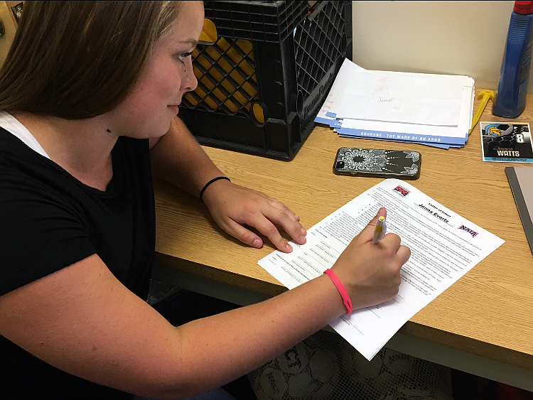 POLSON GOALIE Jenna Evertz signs a letter of intent with the University of Providence, formerly known as the University of Great Falls, an NAIA school. Evertz will start her college soccer career this fall. (Photo courtesy of Jenna Evertz)