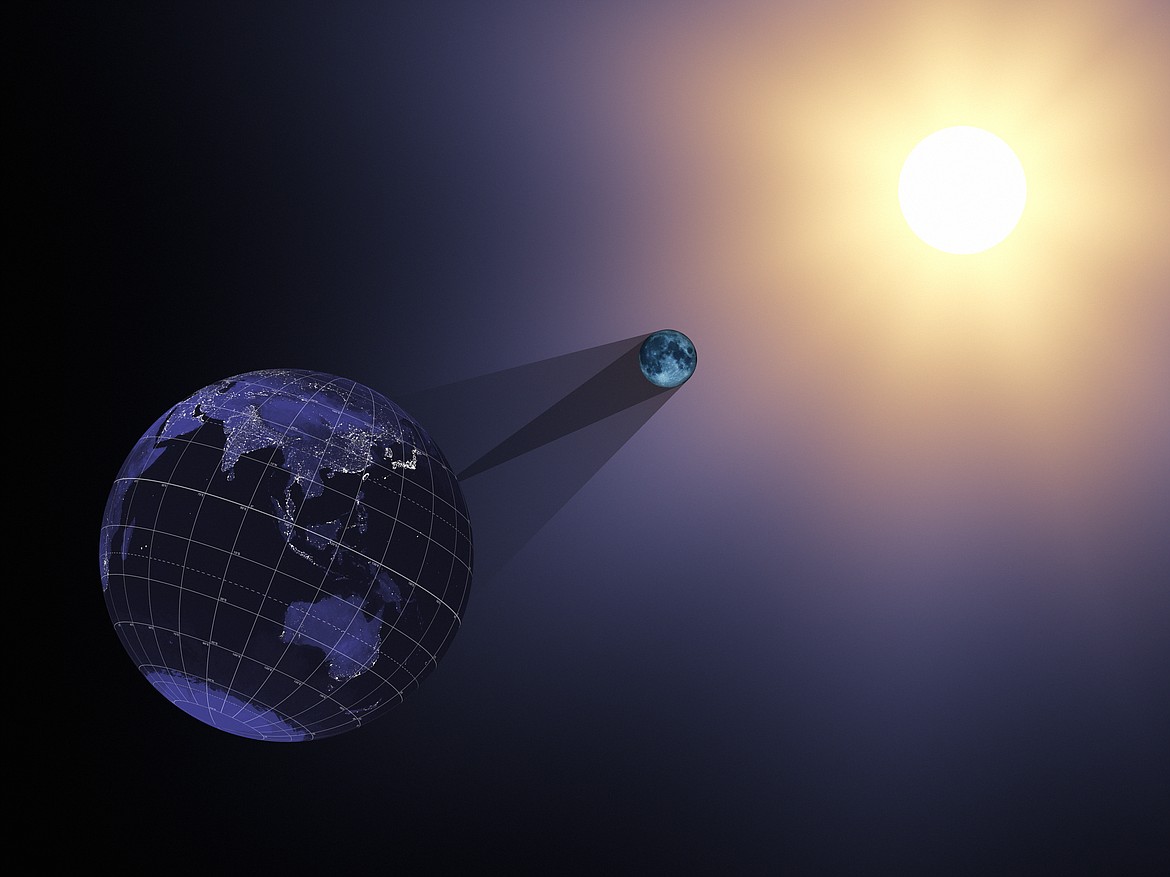 Courtesy of NASA&#146;s SCIENITIFIC VISUALIZATION STUDIO
This visualization shows the position of the Earth, moon and sun during the Aug. 21 solar eclipse.