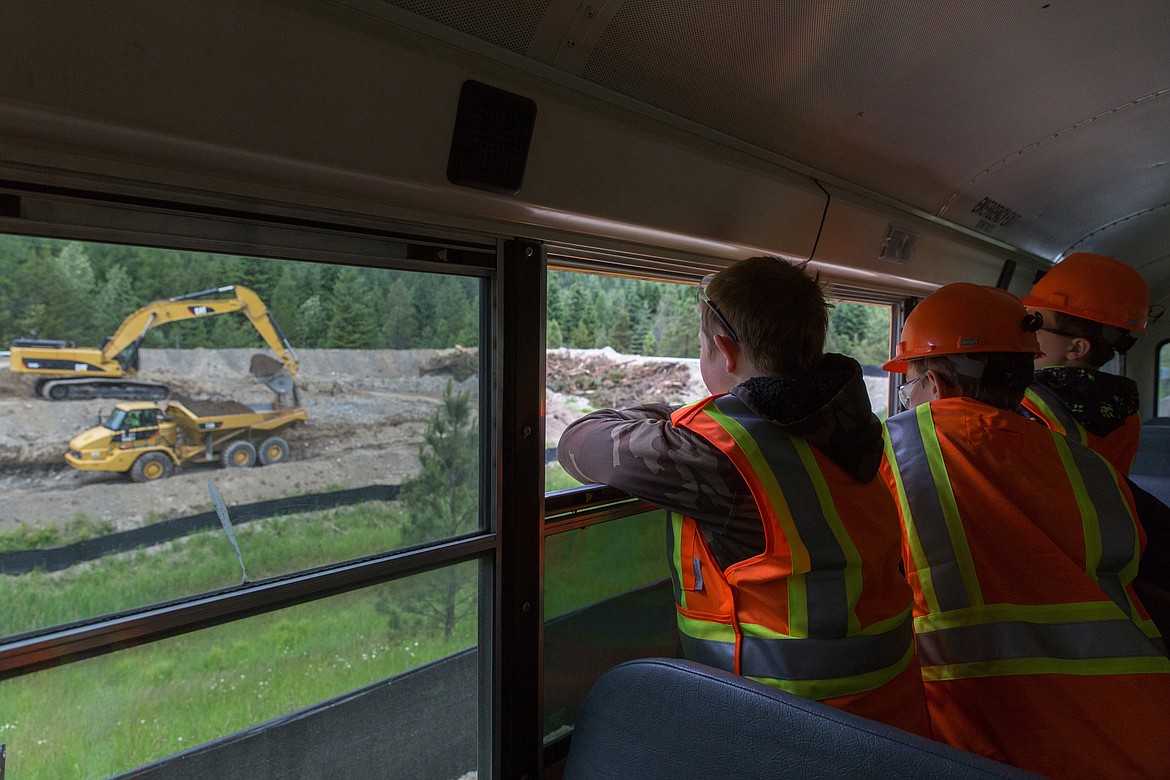 As part of their tour of Troy Mine on June 13, students from a Troy schools summer science class watch crews involved in reclamation efforts at the mine. (John Blodgett/The Western News)