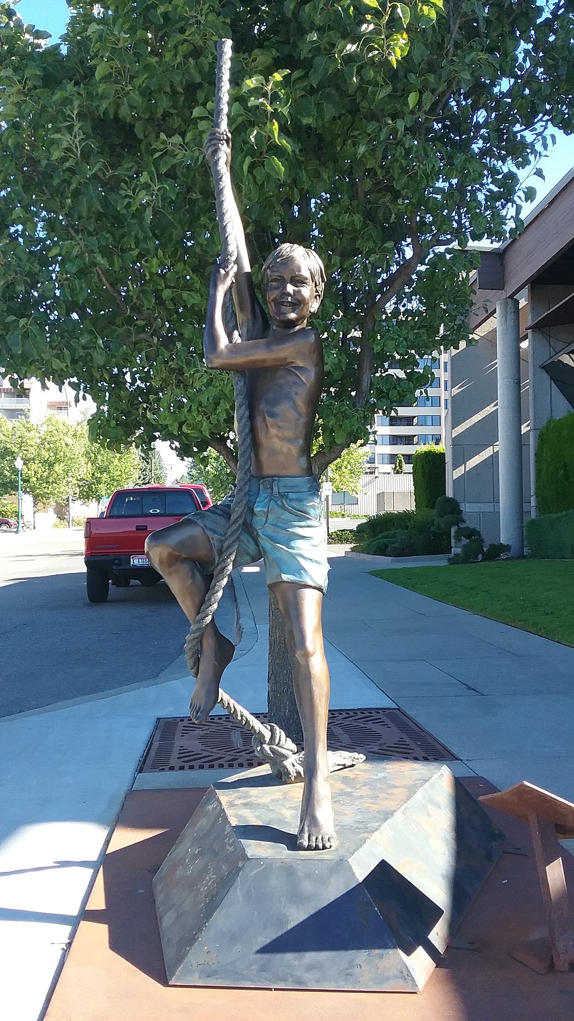 James Haires Last One In sculpture is placed near the corner of First Street and Sherman Avenue.