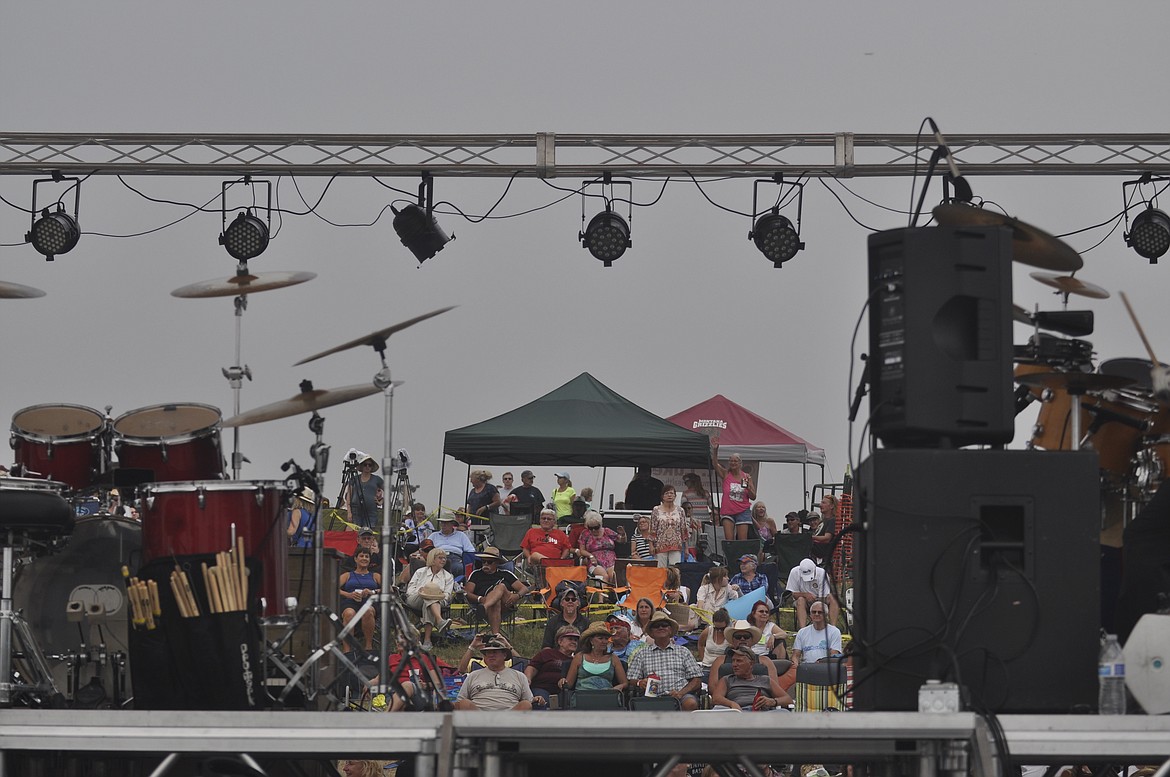 The audience at the Aber Day concert at the Polson Fairgrounds patiently awaits the MIssion Mountain Wood Band to take the stage on the new amphitheater.