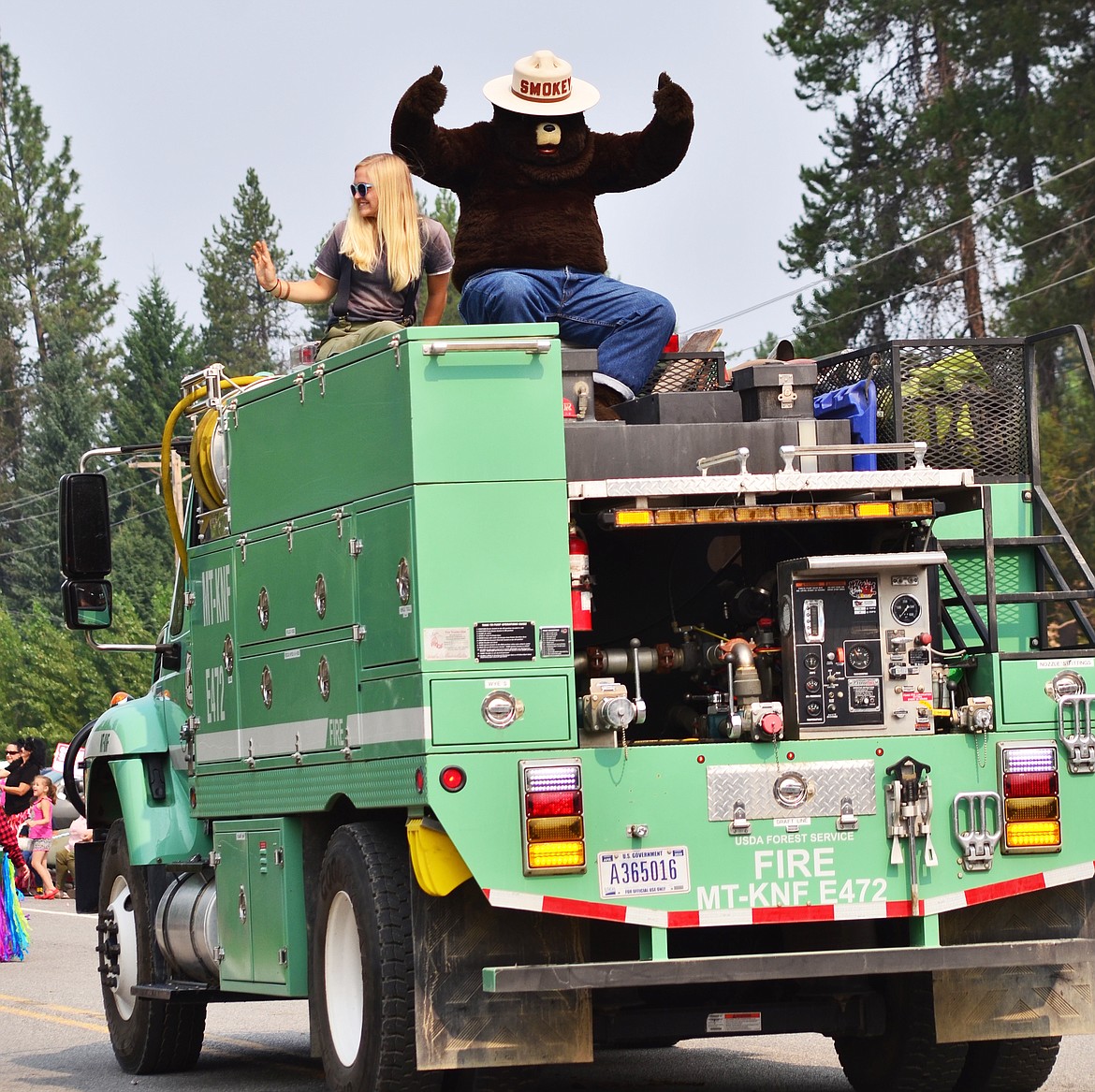 Smokey the bear made sure he made an appearance during the parade on Saturday. Photo Credit Erin Jusseaume Clark Fork Valley Press