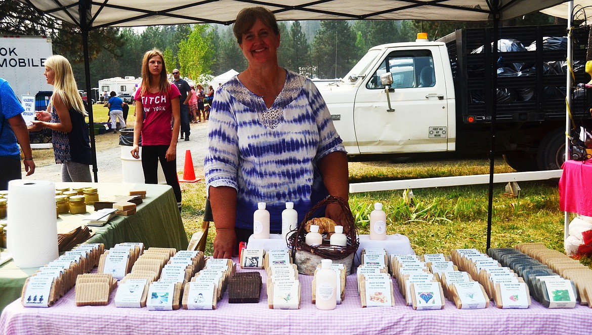 Tina Bothwell of Busby B Farms showcasing her amazing products at the festival. Photo Credit Erin Jusseaume Clark Fork Valley Press