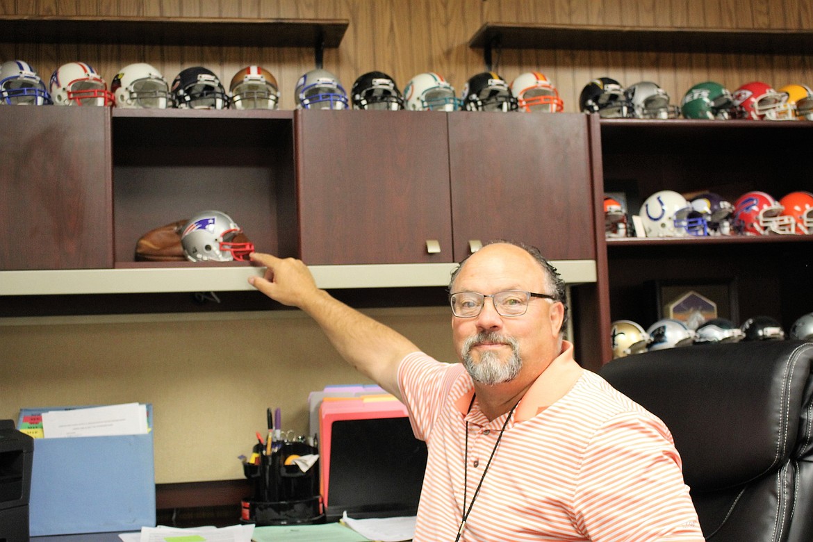 Steve Picard, a long-time public school administrator, is the new Alberton School superintendent and a self-proclaimed New England Patriots fan. (Kathleen Woodford/Mineral Independent).