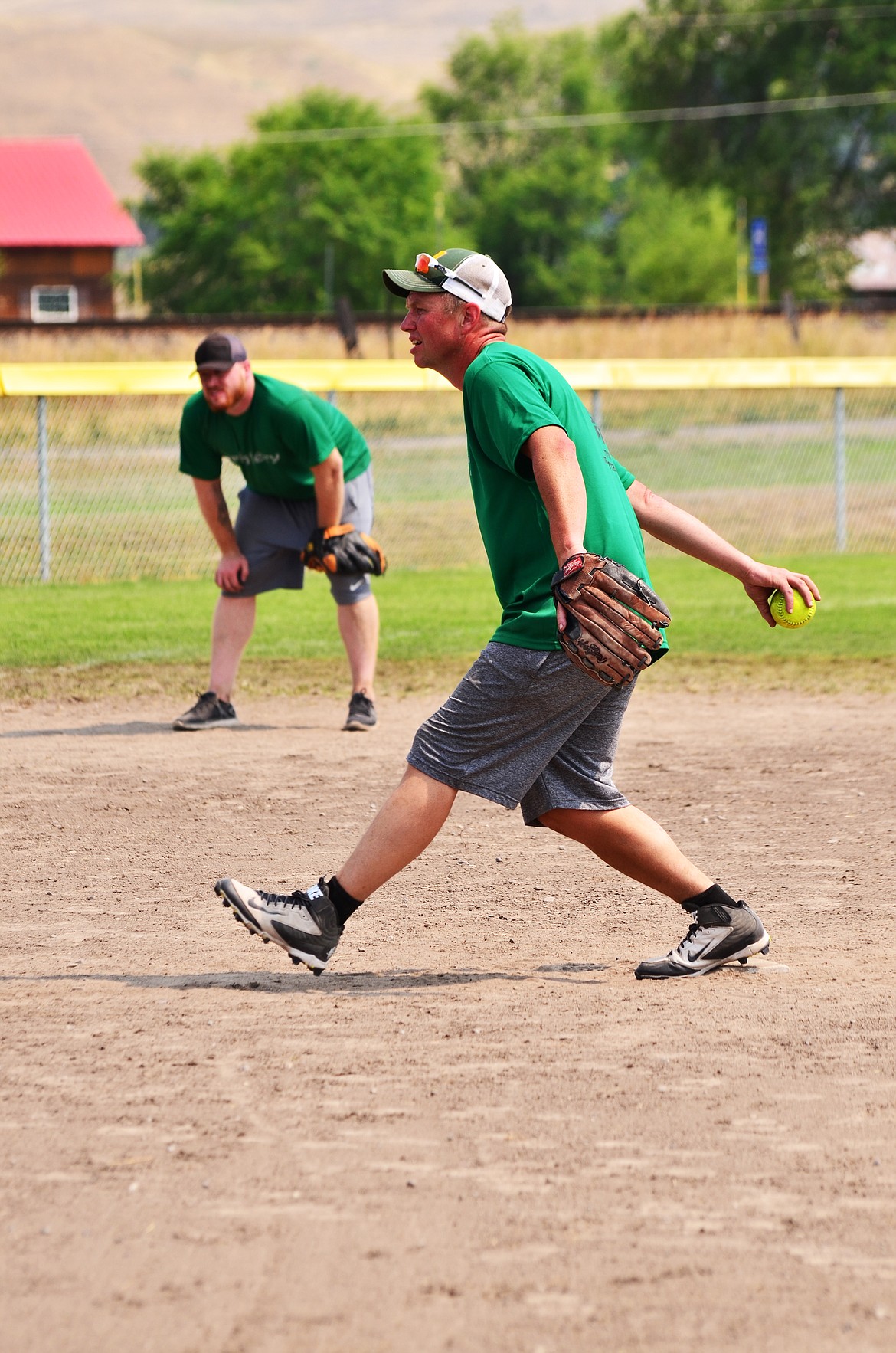 Cory Orvitt pitching for The Printery. Photo Credit Erin Jusseaume Clark Fork Valley Press