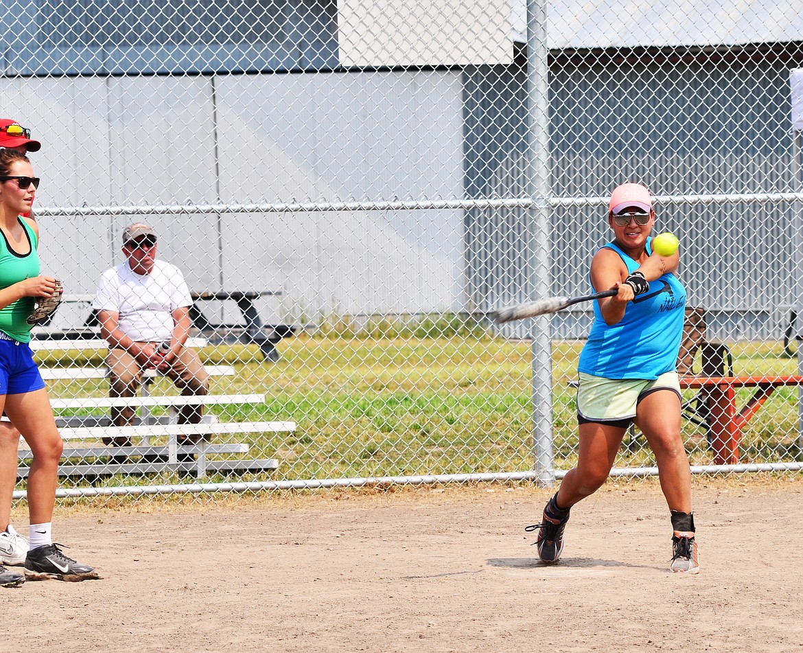 Rose Wagoner of the Plains Studds team makes a hit Photo Credit Erin Juseaume Clark Fork Valley Press