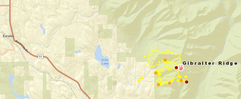 A map of the Gibralter Ridge fire as of 8:20 a.m. Thursday. (Map courtesy maps.nwcg.gov)