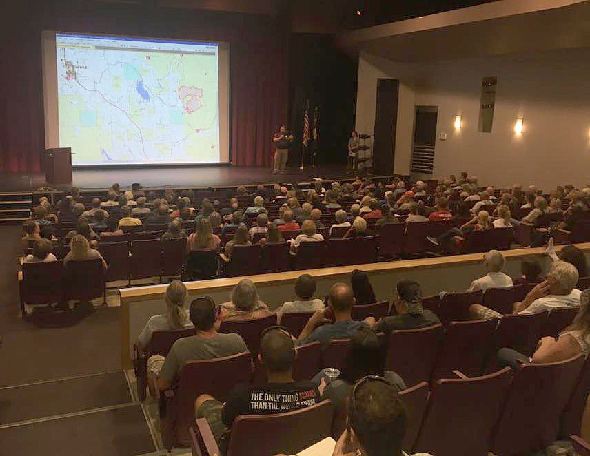 Fire officials reported about 300 people showed up to a public meeting about the Gibralter Ridge fire Wednesday night. (Courtesy Photo)