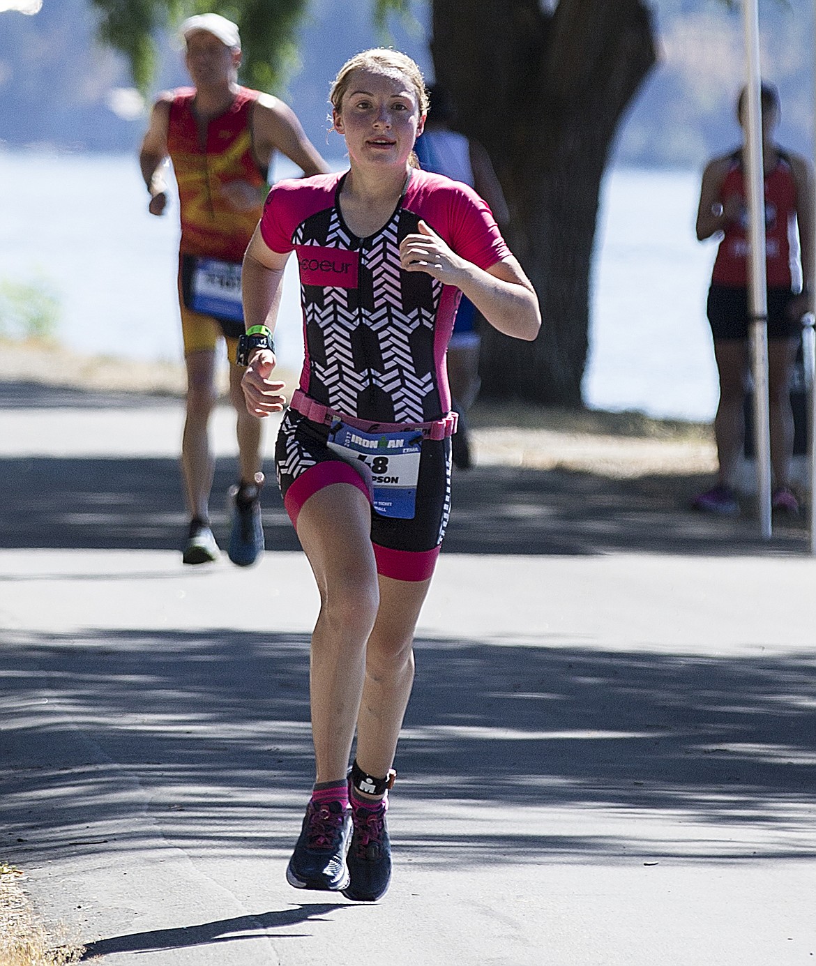 LOREN BENOIT/Press

Katherine Thompson runs strong back to Coeur d&#146;Alene during Ironman Coeur d&#146;Alene.