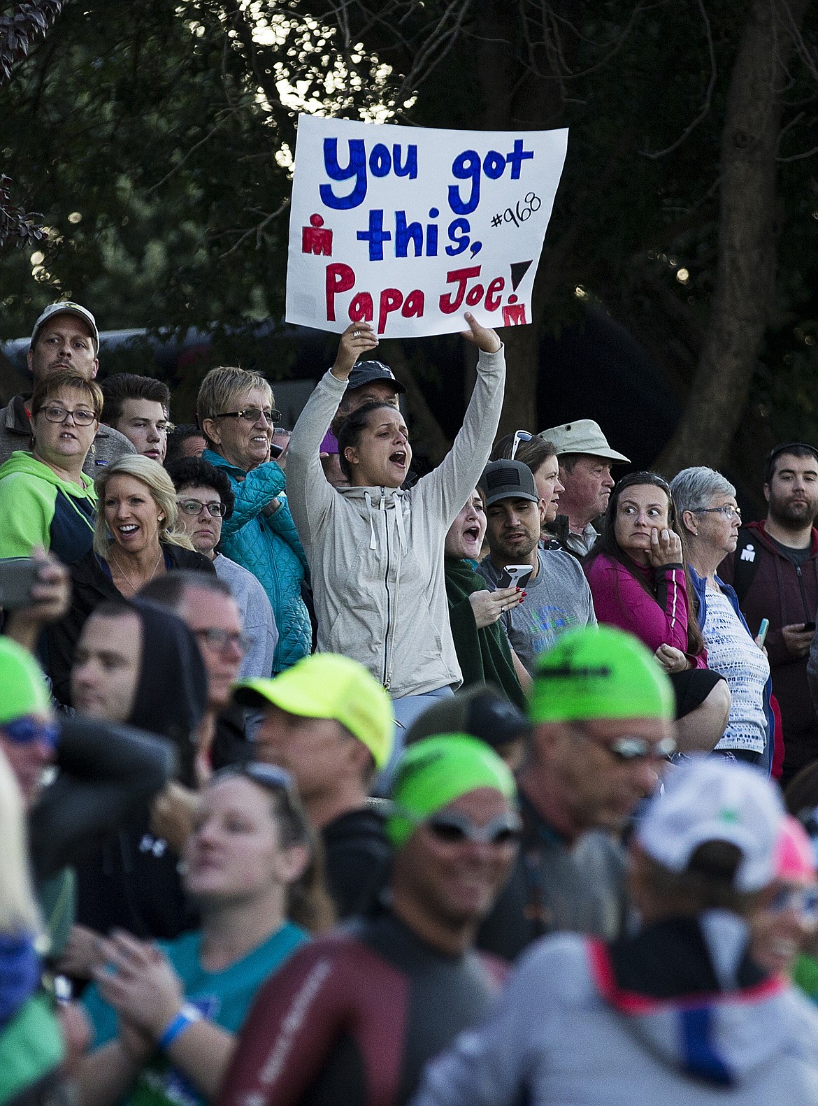 LOREN BENOIT/Press

Jordan Morelli cheers on her father during the swim portion of Ironman Coeur d&#146;Alene.