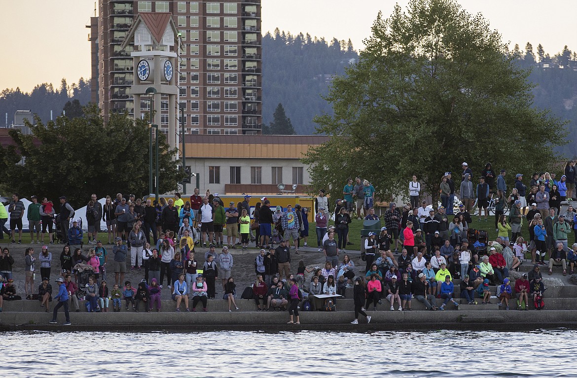 LOREN BENOIT/Press

Spectators at independence Point watch the 2.4 mile Ironman Coeur d&#146;Alene swim.