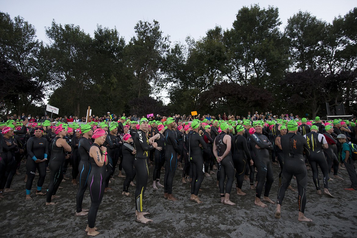 LOREN BENOIT/Press

Ironman Coeur d&#146;Alene athletes gather before the start of the race.