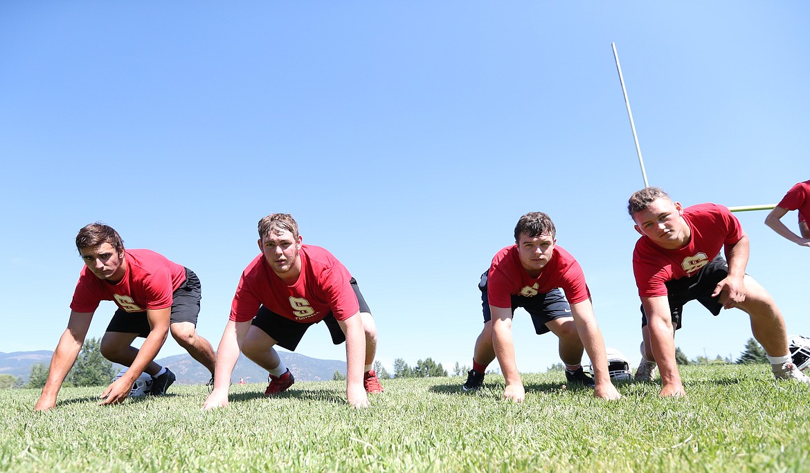 (Photo by ERIC PLUMMER)
Pictured from left to right is the stout defensive line of Callum Wilcox, Chris Jones, Thomas Aleto and Evan Sticklemeyer.