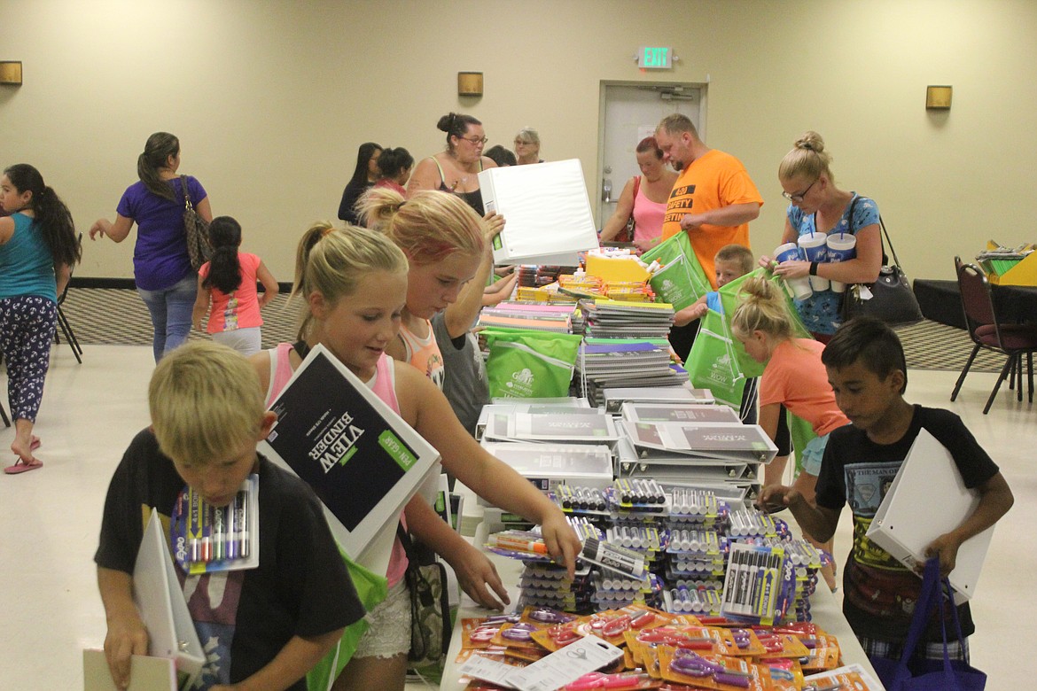 Richard Byrd/Columbia Basin Herald - Thanks to a $4,000 grant, the Columbia Basin Elks Lodge's back-to-school event was a success Tuesday night.