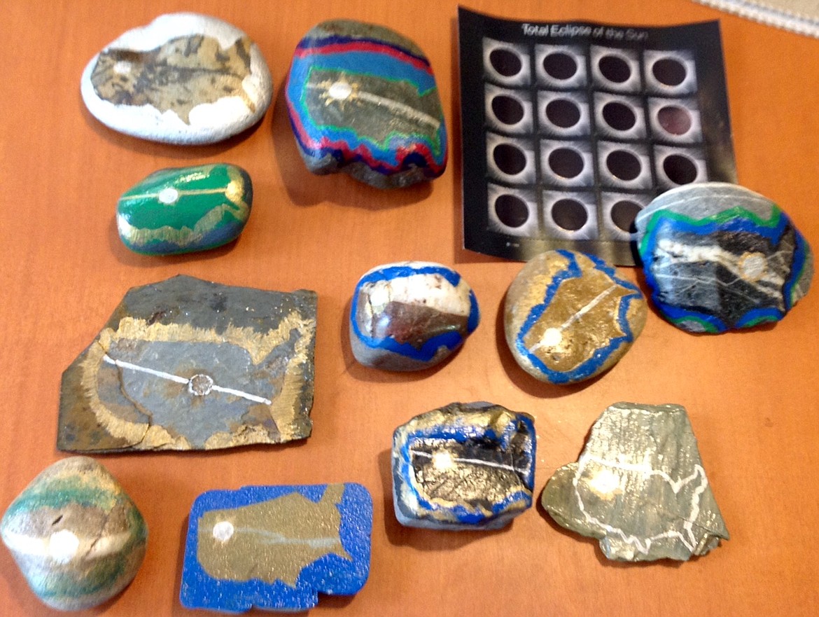 (Courtesy photo)
Lynn Walters of Sandpoint created an eclipse series of rocks for people to find and keep or re-hide as part of the North Idaho Rocks movement.