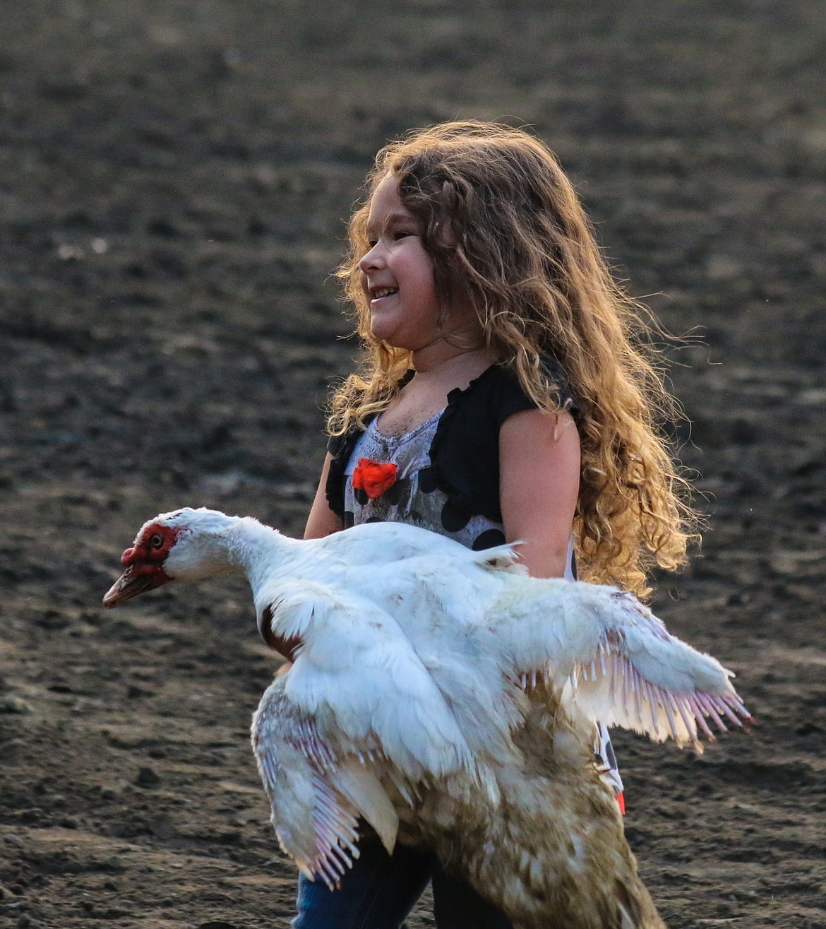 Proud winners of a duck in the Duck/Chicken Scramble.