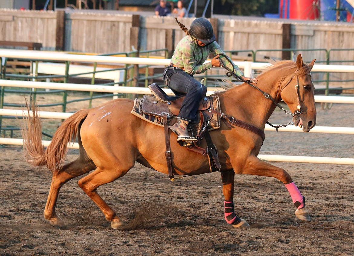 Photo by Mandi Bateman
Gracie Stuber makes an amazing recovery during the Keyhole Horse Event.