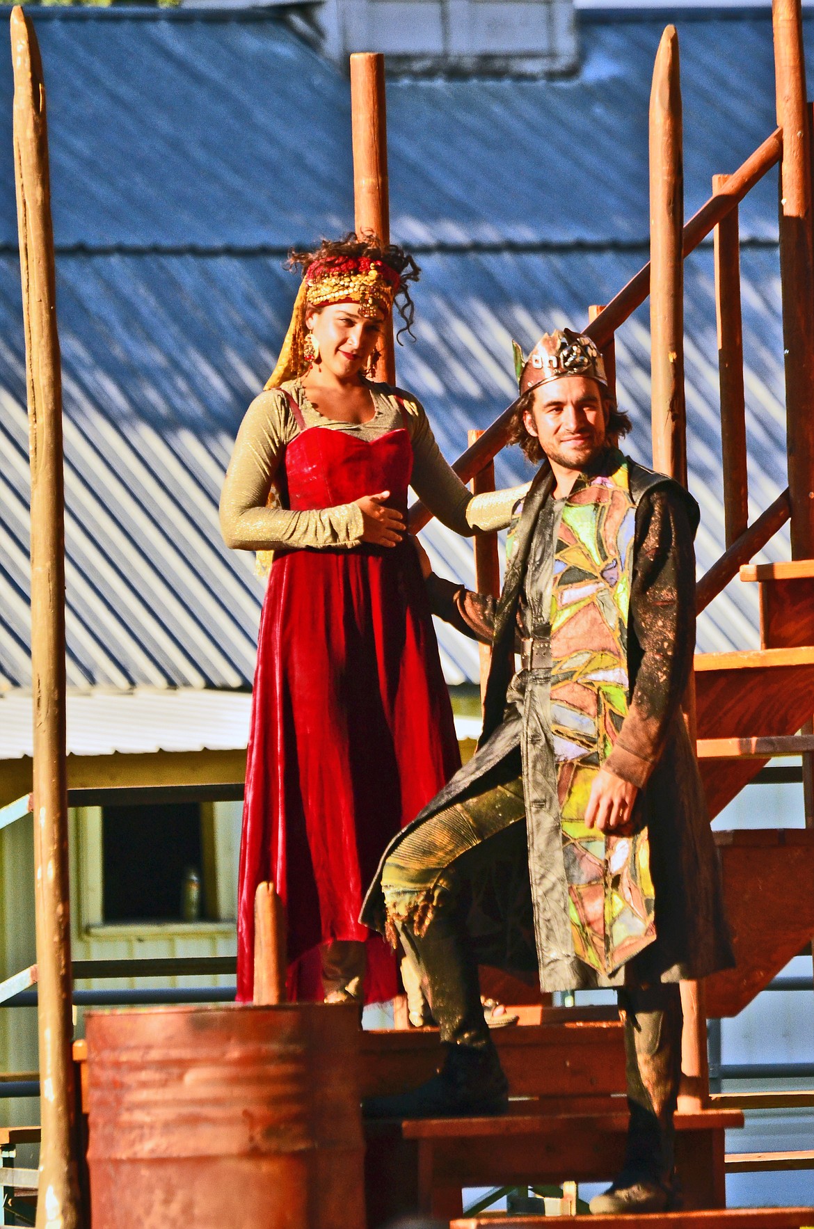 Actors protraying Macbeth and Lady Macbeth on stage. (Erin Jusseaume/ Clark Fork Valley Press)