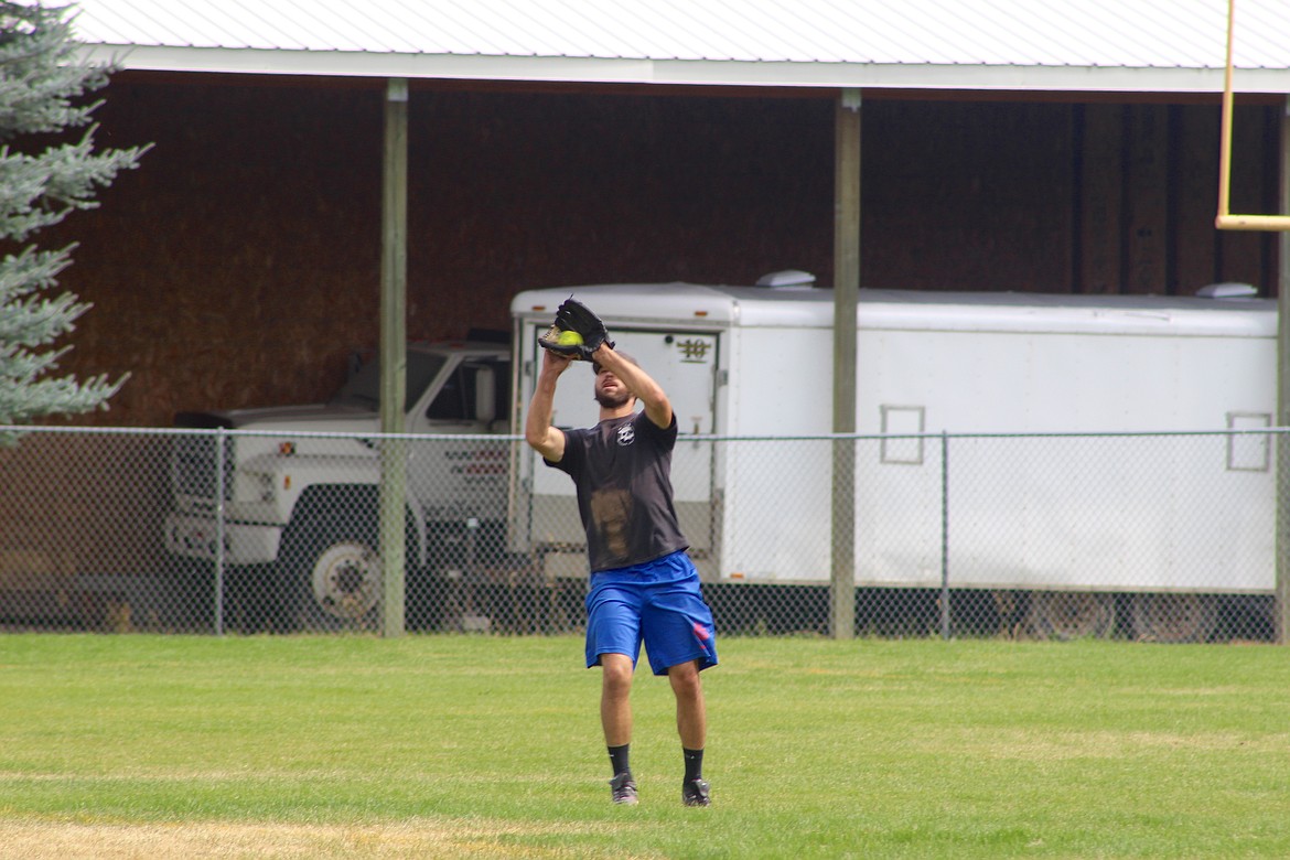 IDL firefighter Tyler Groth makes an easy catch after a pop fly.