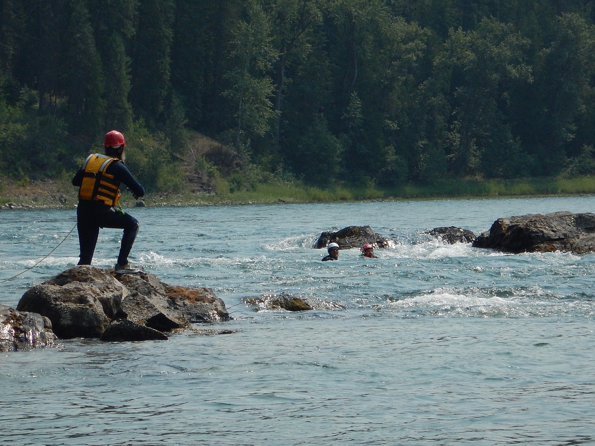 Jimmy Driver works on downstream safety in a rescue scenario.