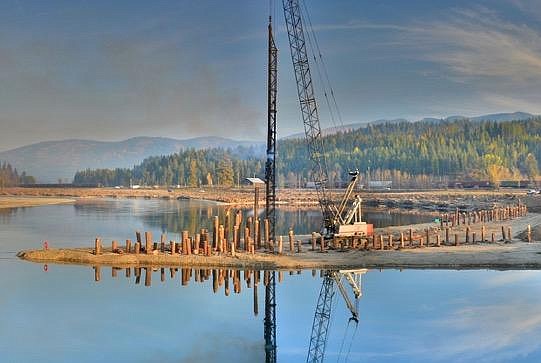 Courtesy Photo
Example of construction of pool-forming structure (spur) as part of previous Kootenai River Habitat Restoration Program project.