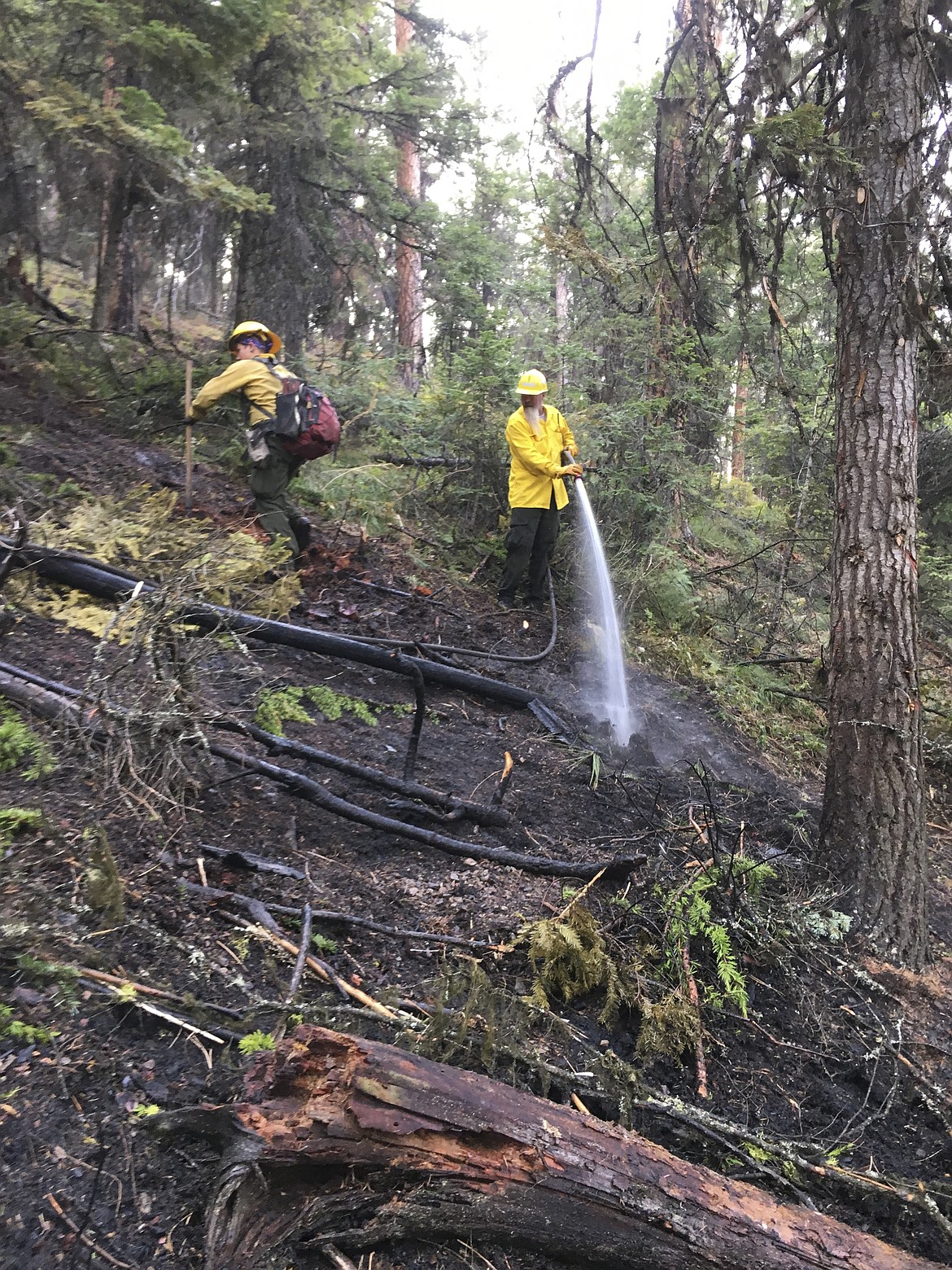 Fire crews with Chief Cliff Volunteer Fire Department, Rollins Volunteer Fire Department and Polson Rural Volunteer Fire Department responded to a lightning-caused fire Wednesday, Aug. 30 in the Lake Mary Ronan/Webb Lake area. (Photo courtesy of Chief Cliff Volunteer Fire Department)