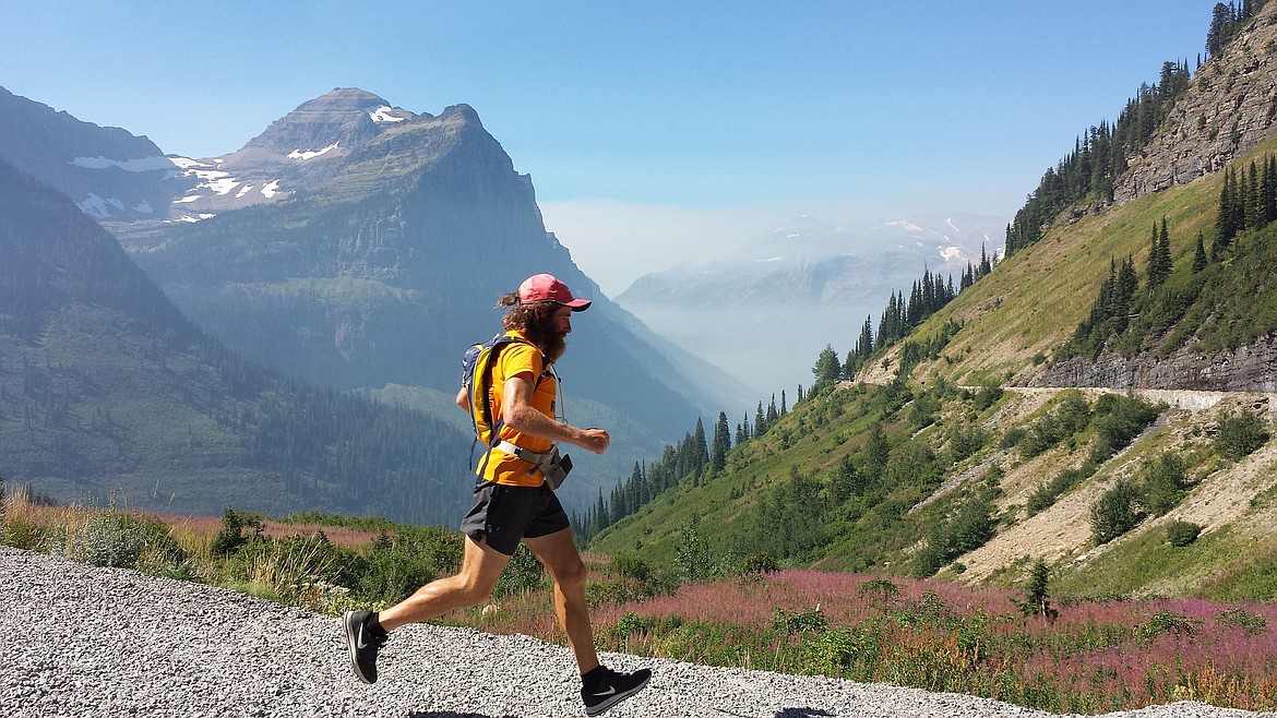 Rob Pope is recreating Forrest Gump's iconic run to raise money for charity. Pope ran Going-to-the-Sun Road Aug. 22. (Nadine Strawbridge photo)