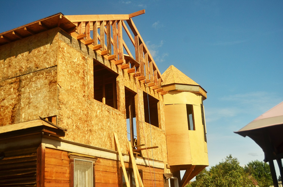 The extension of the old house is now taking shape. (Erin Jusseaume/ Clark Fork Valley Press)