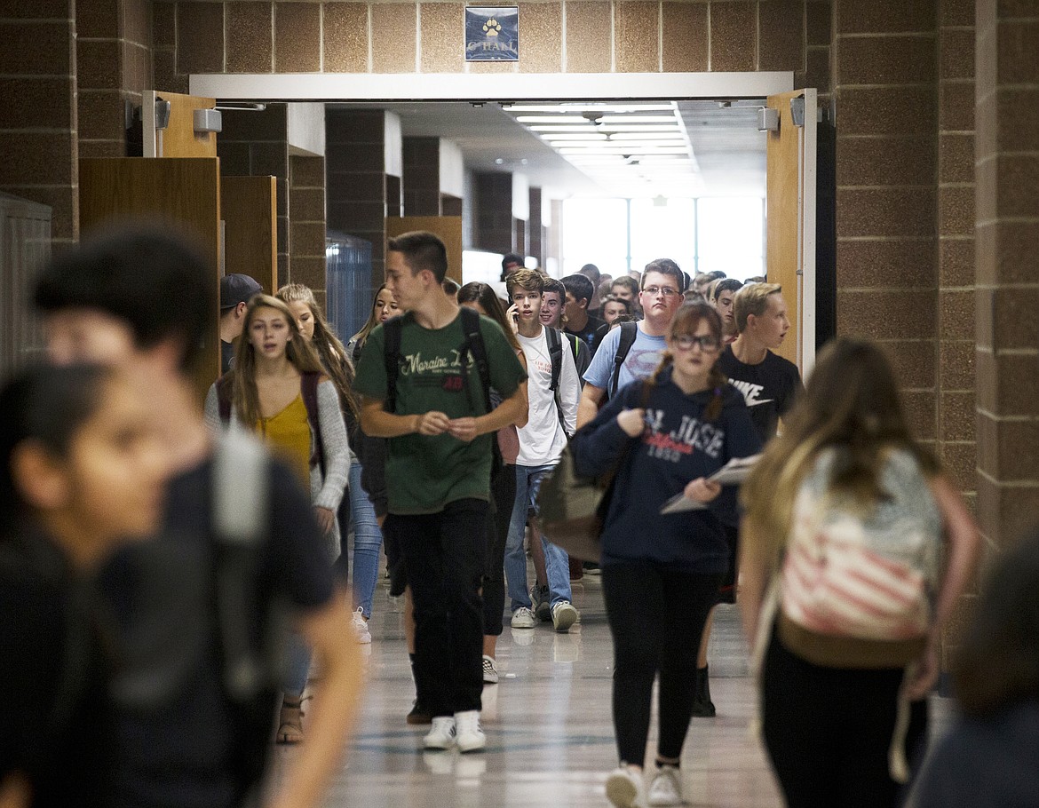 LOREN BENOIT/PressLake City High School students leave for home on Friday.