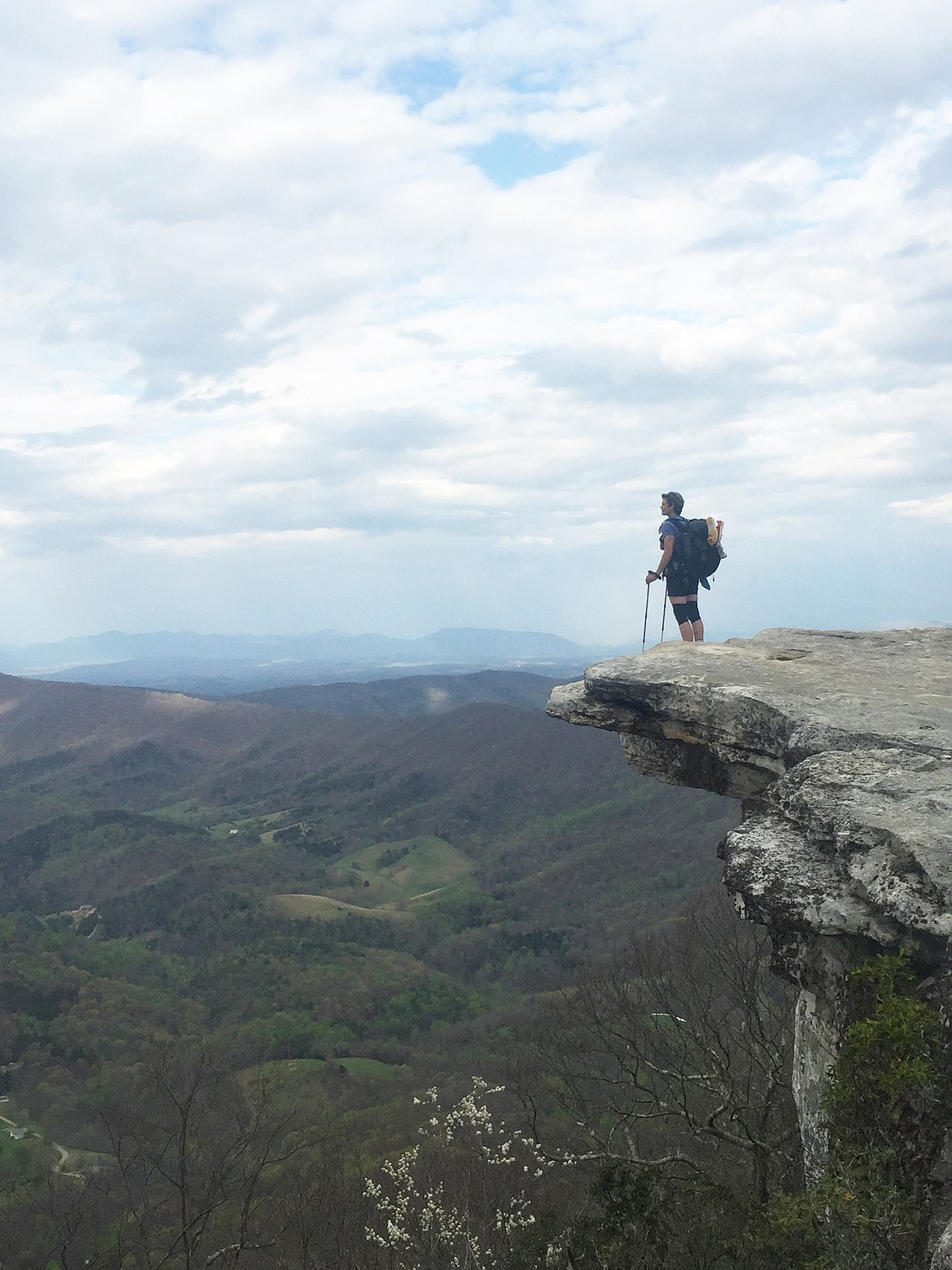 Courtesy photo
Shelley &quot;Wonder Woman&quot; Hurtado of Coeur d'Alene takes in the panoramic views of McAfee Knob in Virginia on April 16. Hurtado, 50, hiked 2,190.3 miles through 14 states in the five months she spent on the Appalachian Trail.