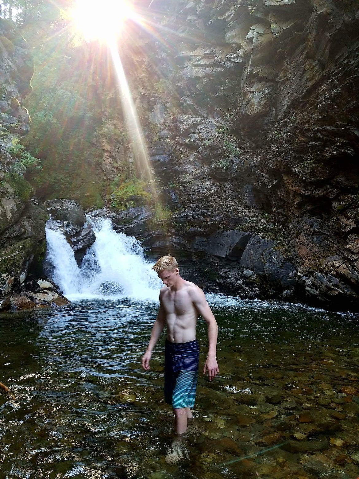 Photo by Edie Callison
Winner of the Summer Fun in Boundary County Photo Contest: Nikolous Bertling cooling off during a hike up Myrtle Falls. &#147;We may have gone a little bit off the path ... but it made for an awesome adventure!&#148; said Callison. &#147;It was a great day for our friend&#146;s first ever waterfall climb.&#148;