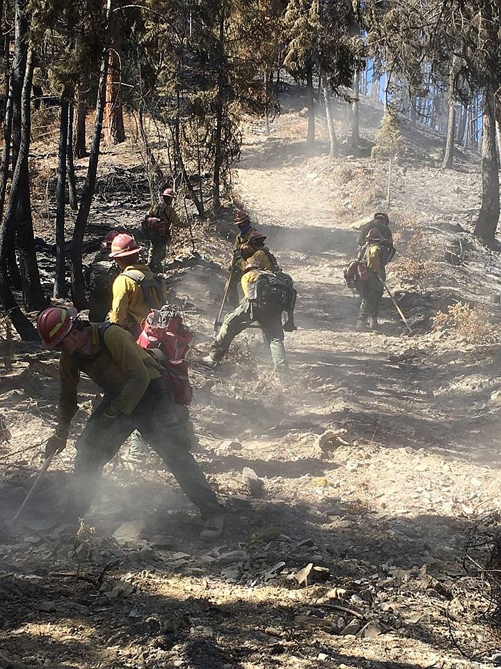 As the Sunrise Fire become contained the incident team has changed from a type I to a type II with 253 fighters left on the line as of Sept. 1. (Photo courtesy of Lolo National Forest).