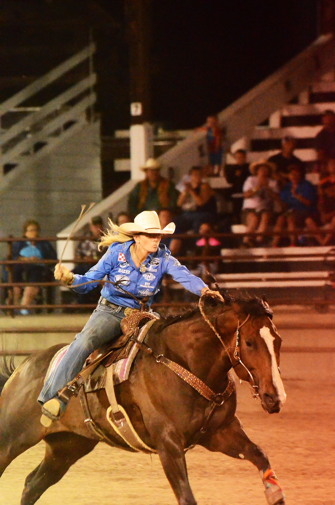 Superstar barrel racer held the win from her run on Thurday night to take the cheque for the Plains Rodeo. (Erin Jusseaume/Clark Fork Valley Press)