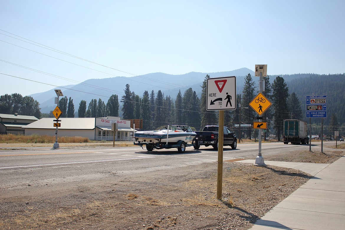 Pedestrians and bicyclists are safer near St. Regis with the completion of the Highway 135 Beautification and Safety Enhancement Project. (Kathleen Woodford/Mineral Independent).