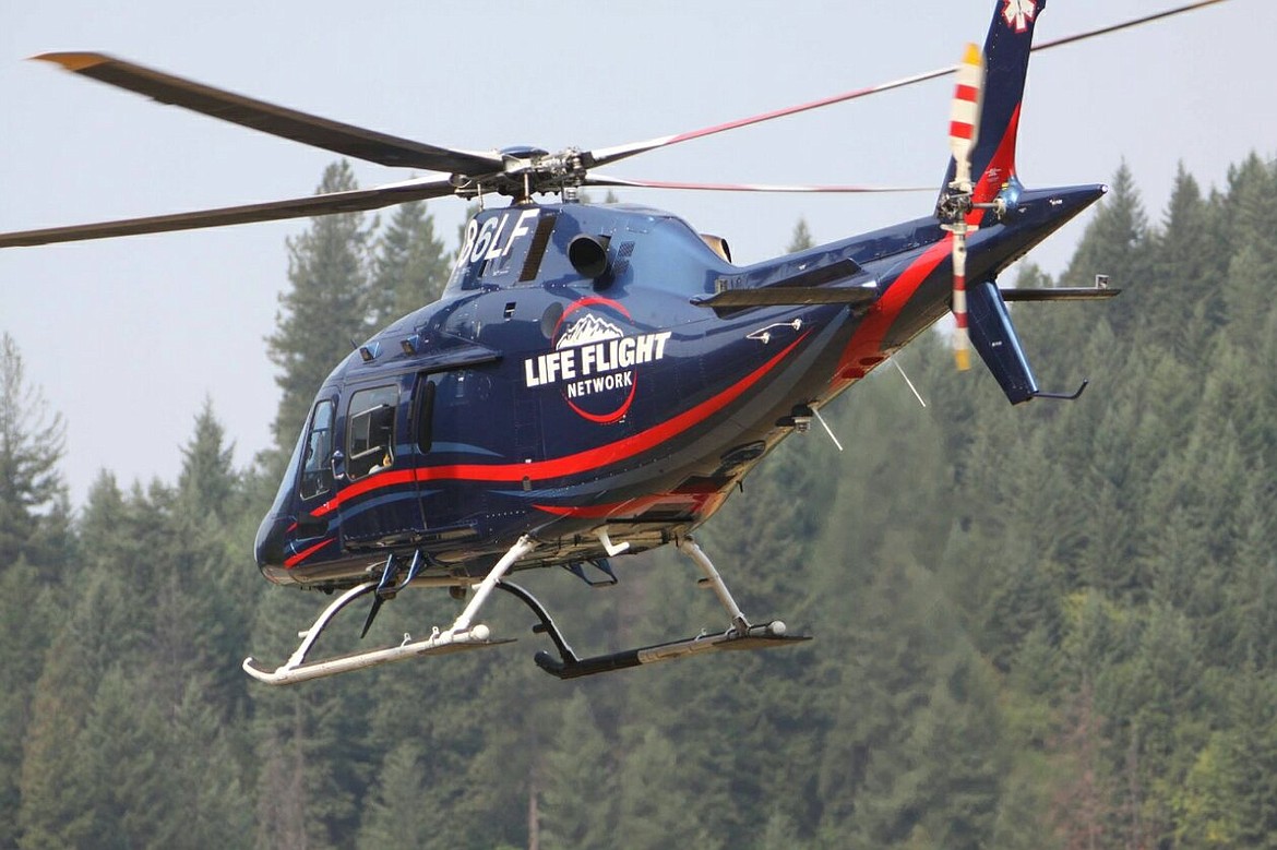 The Life Flight helicopter lands in Silverton.