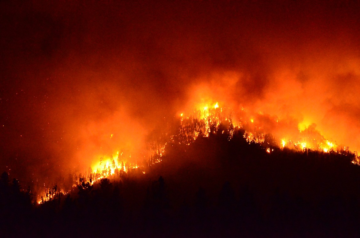 Sheep Gap Fire Saturday night 11:30pm from HWY200 MM66 (Erin Jusseaume/Clark Fork Valley Press)