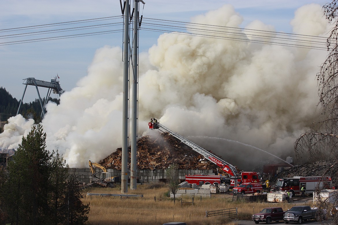 Photo courtesy of Northern Lakes Fire District
The Sept. 10 fire at the Site Solutions recycling business along U.S. 95 north of Garwood has Kootenai County drafting a condititional-use permit requirement that will restrict the size of material piles and protecting taxpayers from cleanup costs if companies go out of business.